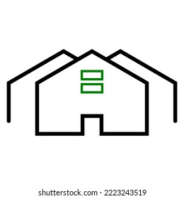 Icono vectorial de la casa con combinación de color verde y negro. se puede usar en iconos web, iconos de aplicaciones móviles, iconos de menú.