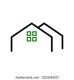 Icono vectorial de la casa con combinación de color verde y negro. se puede usar en iconos web, iconos de aplicaciones móviles, iconos de menú.
