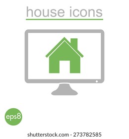 House vector icon. Green concept