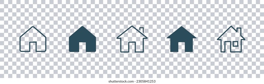 Hausvektorsymbol. Sammlung von Home-Icons. Immobilien dünne Linien flach Icon Solid Stil, Web-Home-Symbol für Apps und Websites.Vektorgrafik.
