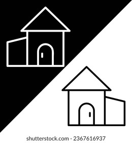 Icono vectorial de la casa, icono de estilo lineal, de la colección de iconos de Agricultura, aislado en fondo negro y blanco.