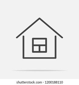 House vector icon on gray background.Home symbol with shadow. Layers grouped for easy editing illustration. For your design.