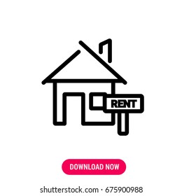 House vector icon, The property with rent signboard. Simple, modern flat vector illustration for mobile app, website or desktop app 