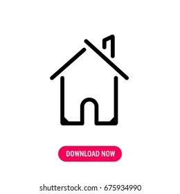 House vector icon, The house with round arch and chimney symbol. Simple, modern flat vector illustration for mobile app, website or desktop app   