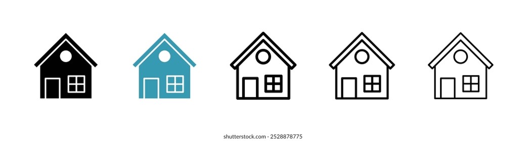 House vector icon set in black and blue colors.