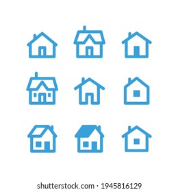 House vector icon set. Home simple linear symbols.