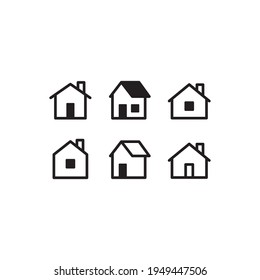 House vector icon set. Home simple linear symbols.