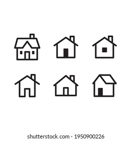 House vector icon set. Home simple linear symbols.