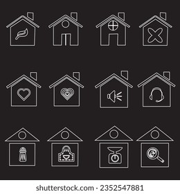 Conjunto de iconos del vector de la casa. colección de signos de ilustración de casa. símbolo de construcción.