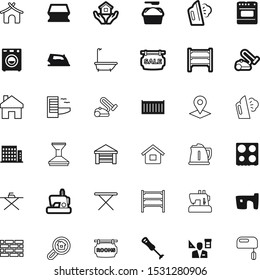 house vector icon set such as: brush, garage, main, dock, navigation, plan, rent, sanitary, powder, user, dust, transportation, stone, label, dress, global, pack, housing, app, plumbing, preparation