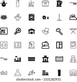 house vector icon set such as: burn, supply, break, duster, car, magnifying, multi, protective, washbasin, old, architect, villa, sew, style, icons, website, find, lady, maker, coffee, outlet, carafe