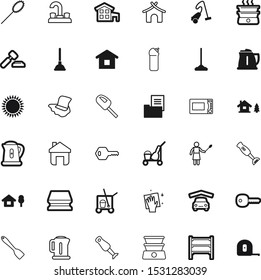 house vector icon set such as: bottle, chores, plunger, verdict, spring, court, goods, rental, cool, woman, beautiful, product, cooker, container, shelf, clip, loan, site, young, contract, village