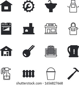 conjunto de iconos de vectores de casa como: llave, hotel, cuidado, fracturación, almacenamiento, esquema, trabajo, destornillador, repisa, cerradura, invierno, tetera, botella, baño, silo, faucet, carpintero, pulverización, hierro, granja