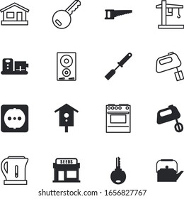 house vector icon set such as: treasure, harvest, animal, cup, appliances, birdhouse, repairing, supply, hole, farm, meal, restaurant, project, european, processor, switch, silo, blue, window