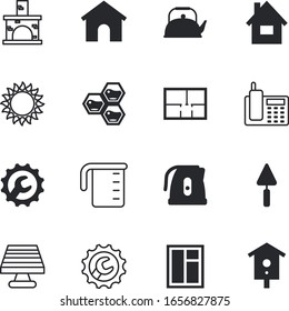 house vector icon set such as: dial, pot, scale, workshop, travel, portable, closeup, hammer, architectural, spring, creative, layout, quantity, frame, hexagon, plumber, maintenance, bee, fireplace