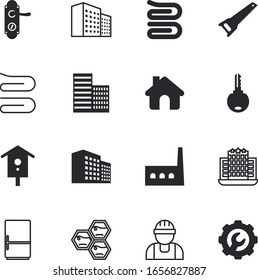 house vector icon set such as: manufacturing, duplex, blue, nesting, creative, lefthanded, steel, box, hand, cut, entry, cityscape, keyhole, engineering, isometric, natural, settings, fastfood