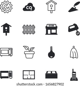 House Vector Icon Set Such As: Beach, Knife, Bath, Call, Cement, Atmosphere, Wash, Floorplan, Communication, Green, Overhead, Digit, Transparent, Cloud, Garage, Utensil, Architect, Plan, Talk