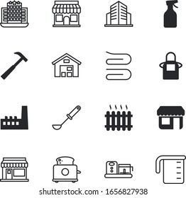 house vector icon set such as: crop, temperature, manufacturing, cute, cleaner, shipping, facility, head, baker, measuring, spatula, government, built, build, pulverizer, toaster, blender, abstract