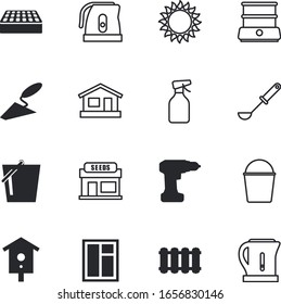 house vector icon set such as: fractured, steam, hole, drill, open, double, birdhouse, radiator, utensil, rectangle, wood, spring, brick, shape, nesting, storehouse, estate, small, sprayer, icons