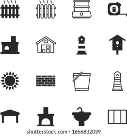 house vector icon set such as: bricks, pot, cooker, build, door, glass, handle, cement, appliance, handmade, window, healthy, small, precision, bucketful, basin, concrete, engineering, long, image