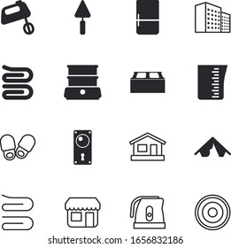 house vector icon set such as: oven, brick, meal, scale, control, marquee, duplex, canopy, age, volume, morning, plastering, journey, shelter, peg, slippers, technique, storefront, applications