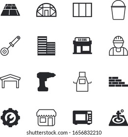 house vector icon set such as: showcase, housework, duplex, greenhouse, fast, bakery, looking, wrench, energy, agricultural, heating, spring, pharmacy, apron, big, pot, growing, machine, downtown