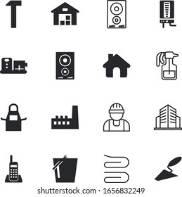 house vector icon set such as: bottle, factory, maid, kitchenware, protective, blender, hanging, outfit, device, steel, hammer, fun, communication, boiler, baker, apparel, station, cargo, fabric