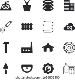 house vector icon set such as: beach, shiny, vacation, engineering, burner, ceramic, flower, trowel, dial, outline, gardening, campsite, camping, warm, roof, communicate, plastering, smog, sanitary