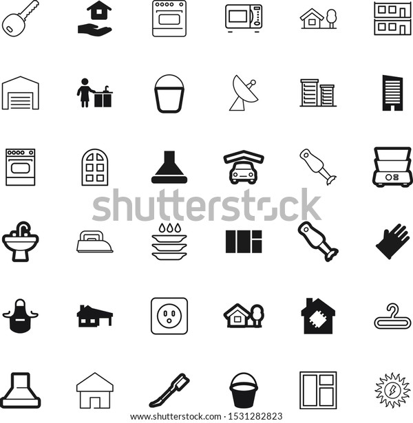 house vector icon set such as: sparse, high, web,\
document, car, outfit, astronomy, small, logo, janitor, dirty,\
ironing, broadcasting, communication, dishwasher, keyword, cuisine,\
pair, rise, finger