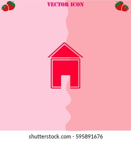 House vector  icon. Strawberry Background.
