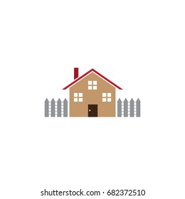 House vector icon with suburban colors