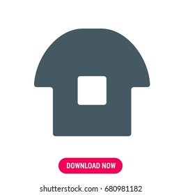 House vector icon, The symbol of cosy house with a square window. Simple, modern flat vector illustration for mobile app, website or desktop app  