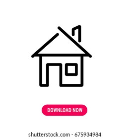 House vector icon, The house with a window near door and chimney symbol. Simple, modern flat vector illustration for mobile app, website or desktop app  