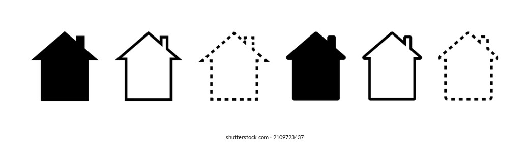 House vector icons. House in different styles. Home silhouette. Logo home. Vector illustration