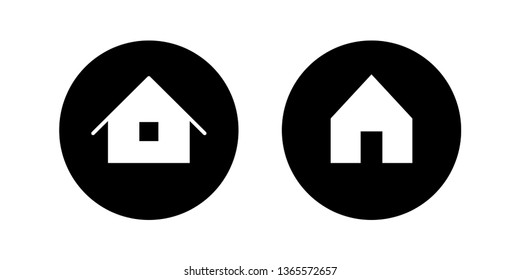 House vector icons inside circles. Home symbol button.