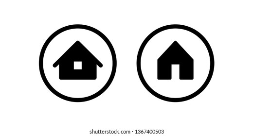 House vector icons inside circles. Home symbol button.