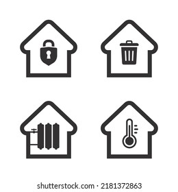 House vector icons on white background	