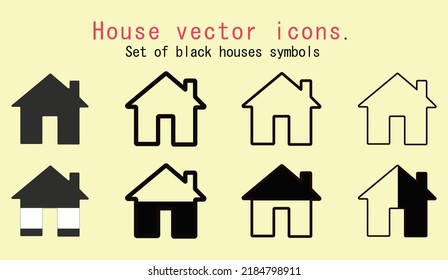 Vektorsymbole im Haus. Satz von Symbolen für schwarze Häuser