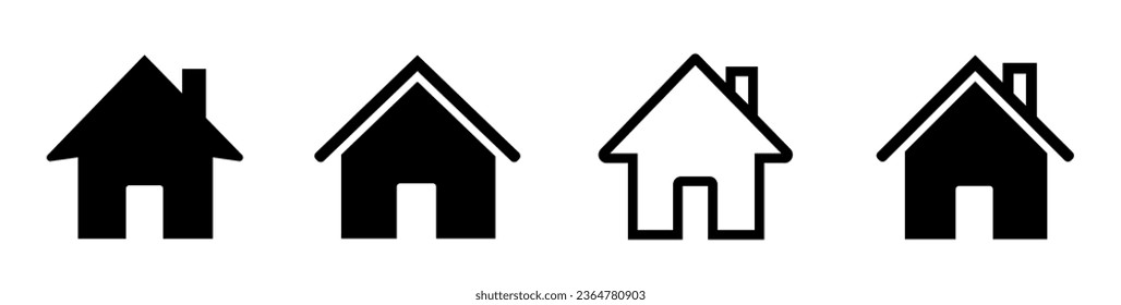 House vector icons. Set of black houses symbols. Real estate. Flat style houses symbols for apps and websites on whitr background - stock vector.