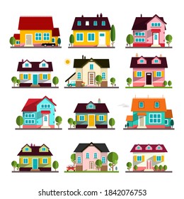 House Vector Icons Set Isolated