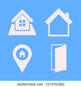 house vector icons set. with house location, door open and home in set