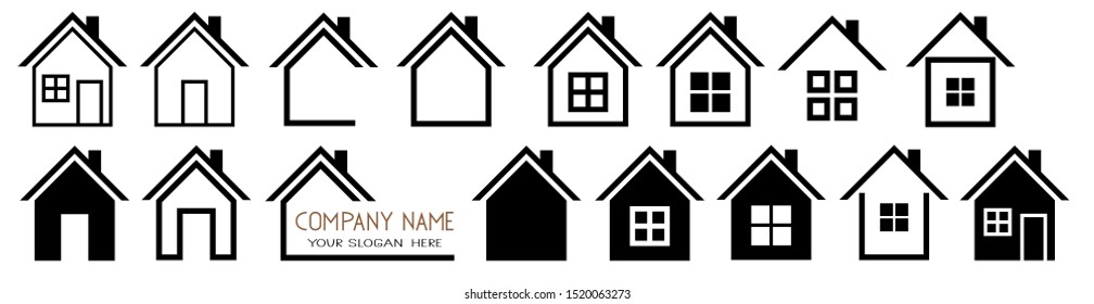 House vector icons Set logo symbols on white