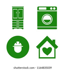 house vector icons set. with washer, builder, cupboard and house heart in set