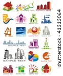 House vector Icons for Web. Construction or Real Estate concept. Abstract color element set of corporate templates. Just place your own name. Collection 17.