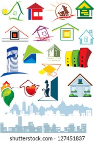 House vector Icons for Web. Construction or Real Estate concept. Abstract color element set of corporate templates. Just place your own brand name.