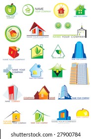 House vector Icons for Web. Construction or Real Estate concept. Abstract color element set of corporate templates. Just place your own brand name.