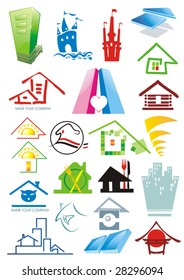 House vector Icons for Web. Construction or Real Estate concept. Abstract color element set of corporate templates. Just place your own brand name. Collection 3.