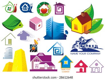 House vector Icons for Web. Construction or Real Estate concept. Abstract color element set of corporate templates. Just place your own brand name. Collection 5.