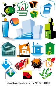 House vector Icons for Web. Construction or Real Estate concept. Abstract color element set of business templates. Just place your own company name. Collection 10.