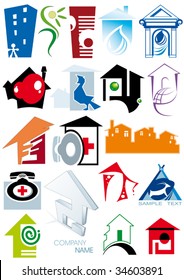 House vector Icons for Web. Construction or Real Estate concept. Abstract color element set of business templates. Just place your own company name. Collection 11.